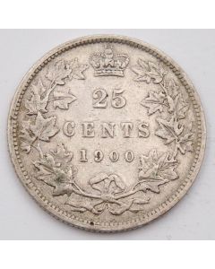 1900 Canada 25 cents VF+ small obverse scratch