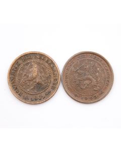 1901 and 1903 Netherlands 1/2 cents 2-coins EF-AU