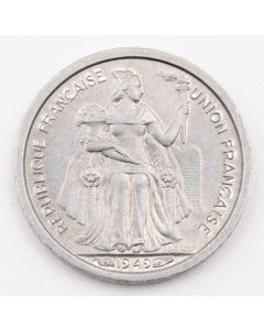 New Caledonia French Territory 1949  50 Centimes Aluminum 18mm Choice UNC