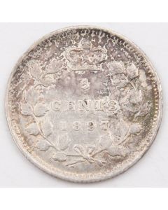 1897 Canada 5 cents silver Narrow-8  EF+  rim nick