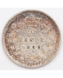 1898 Canada 5 cents silver coin VF+