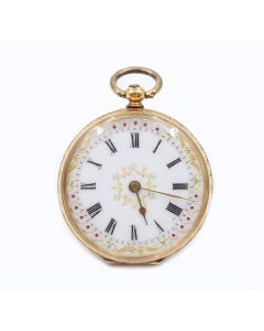 14K yg Ladies key wind pocket watch 26.91g diameter 1.75 inches circa 1900 