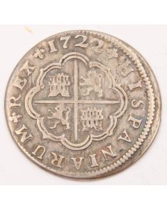 1722 Spain 2 Reales silver coin VF+