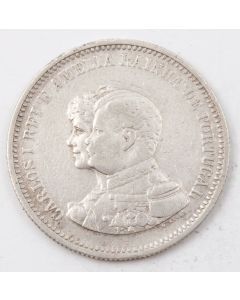 1898 Portugal 200 Reis silver coin 1498-1898 anniversary VF