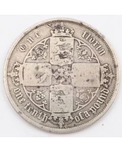 1856 Great Britain Gothic Florin silver coin circulated