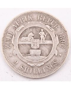 1896 South Africa 2 Shillings silver coin circulated
