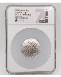 2022 Niue $5 Silver Algorithm Tiger 2oz Coin PF70 Ultra Cameo NGC 
