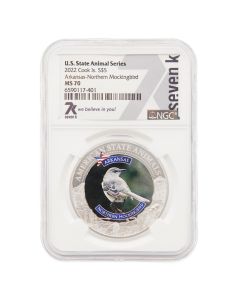 2022 Cook Islands S$5 U.S. State Animal Series Arkansas Mockingbird NGC MS70 Seven K