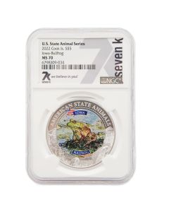 2022 Cook Islands US Animal Series Iowa Bullfrog MS70 NGC Coin Seven K Prooflike