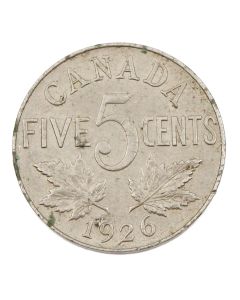 1926 Near 6 Canada 5 cents nice EF/AU