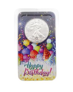 2018 American Silver Eagle 1 oz .999 Fine Silver BU – Happy Birthday Gift Capsule Party Holder
