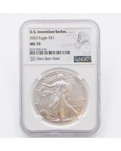 2023 American Silver Eagle MS70 NGC U.S. Invention Series Fiber Optic Cable Label 