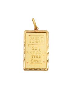 2.5 Gram Credit Suisse .999 Fine Gold Bar with 22K Gold Bezel 3.23g 