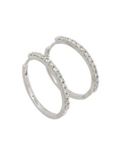 10K White Gold 0.56ct Brilliant cut Diamond Hoop Earrings Hinged I2–I3 