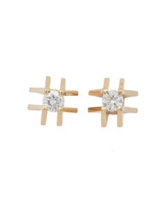 14K Yellow Gold 0.32ct Round Brilliant Diamond Stud Earrings VS-SI