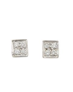 18K White Gold Diamond Stud Earrings Square 0.24ct VS1–VS2 