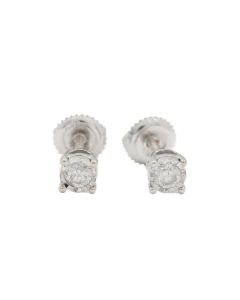 14K White Gold 0.25ct Round Brilliant Cut Diamond Stud Earrings Threaded Backs 