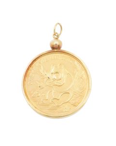 1991 1/4 oz Gold Panda Coin Pendant – Large Date – .999 Fine 14K Gold Bezel – 8.364g Total