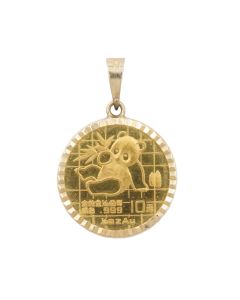 1989 1/10 oz Gold Panda Coin Pendant – .999 Fine – 14K Gold Bezel – 3.704g Total