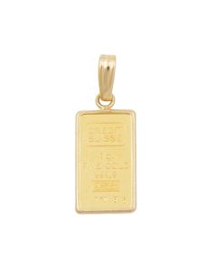 1 Gram Credit Suisse Gold Bar Pendant Serial #07488 14K Yellow Gold Bezel 1.33 g