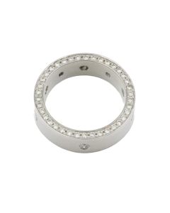 18K White Gold Diamond Band Ring – 0.90 CTW Bezel & Pavé Set Diamonds, Size 4.25