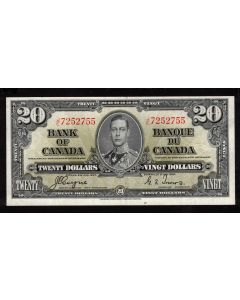 1937 Canada $20 banknote Coyne Towers  J/E 7252755 nice AU