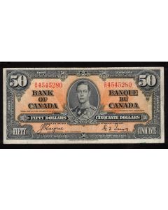 1937 Canada $50 banknote Coyne Towers B/H 4545280 VF