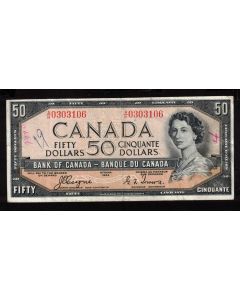 1954 Canada $50 devils face banknote Coyne Towers  A/H 0303106  F/VF