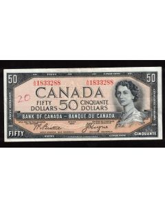 1954 Canada $50 devils face banknote Beattie Coyne A/H 1833288 nice VF+