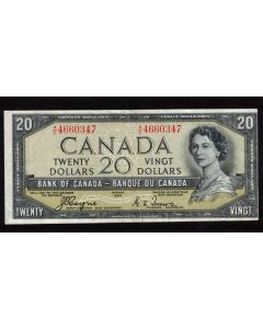 1954 Canada $20 devils face banknote Coyne Towers A/E 4660347 VF