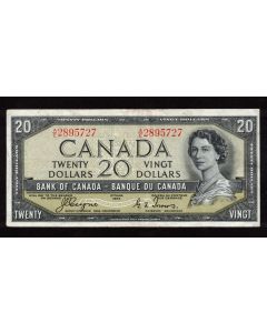 1954 Canada $20 devils face banknote Coyne Towers A/E 2895727 nice VF