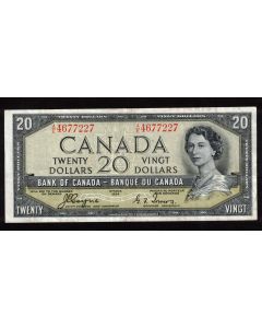 1954 Canada $20 devils face banknote Coyne Towers A/E 4677227 VF