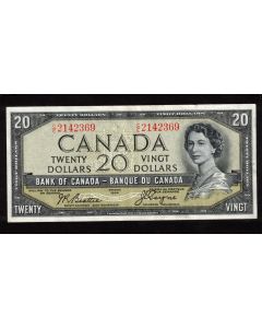1954 Canada $20 devils face banknote Beattie Coyne C/E 2142369 VF+