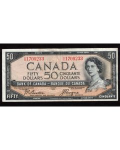 1954 Canada $50 devils face banknote Beattie Coyne A/H 1709233 nice VF+