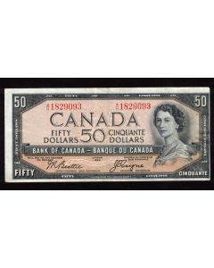 1954 Canada $50 devils face banknote Beattie Coyne A/H 1829093 nice VF+