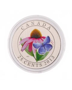 2013 25-Cent Coloured Coin – Purple Coneflower and Eastern Tailed Blue