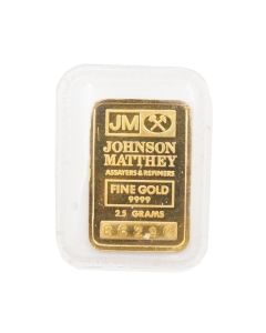 Johnson Matthey 2.5 Gram Gold Bar Sealed .9999 Fine JM Logo Vintage Bullion