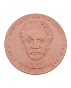 Meissen Porcelain medal 65mm original box Albert Schweitzer Choice Uncirculated