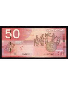 2004 Canada $50 banknote ERROR 4-digit mismatched serial number VF+