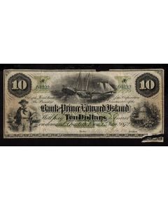 1872 Prince Edward Island $10 remainder note 04223 F/VF margin tears