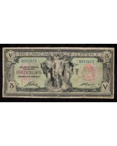 1917 Canadian Bank of Commerce $5 note small Logan B957673 VG/F