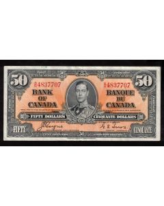 1937 Canada $50 banknote Coyne Towers B/H 4837707 nice EF/AU EPQ