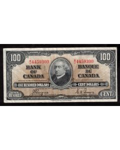 1937 Canada $100 banknote Coyne Towers B/J 4459300 nice EF+
