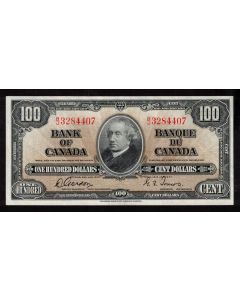 1937 Canada $100 note Gordon Towers B/J 3284407 Choice AU/UNC