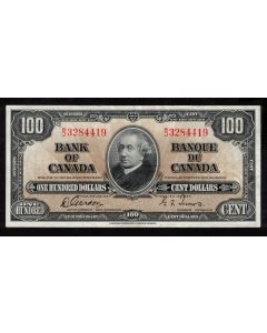 1937 Canada $100 note Gordon Towers B/J 3284419 Choice AU/UNC