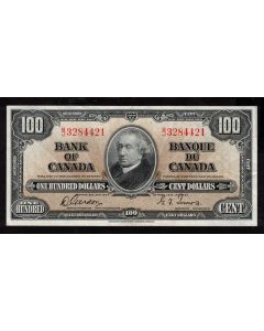 1937 Canada $100 note Gordon Towers B/J 3284421 Choice AU/UNC