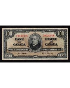 1937 Canada $100 banknote Osborne Towers A/J 0020056 nice VF+