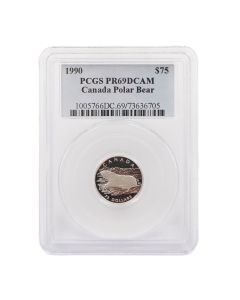 1990 Canada $75 Polar Bear Platinum Proof Coin PCGS PR69DCAM
