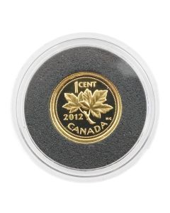 2012 Royal Canadian Mint 1/25 Ounce Gold 1 Cent Coin Original Box