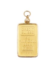 Credit Suisse 5g .9999 Fine Gold Pendant in 14K Gold Frame